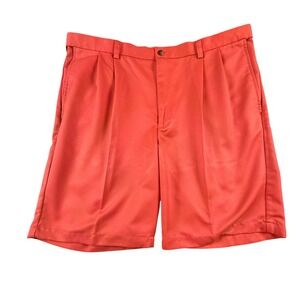 Haggar Mens Pleated Front Shorts Coral Red Size 38 Polyester 41154529487 68